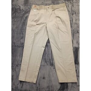 Lee Men Double Pleat Wrinkle Free Khaki Relaxed Fit Tapered Leg Pants 40X30